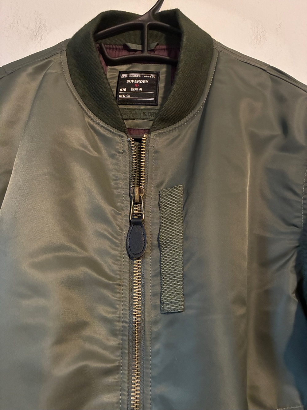 Superdry Men's Olive Bomber Jacket with Sleeve Patch - Picture 4 of 6
